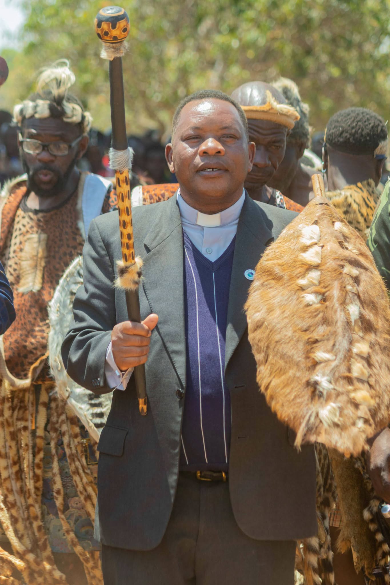 A ceremonial staff and shield at the royal gathering
